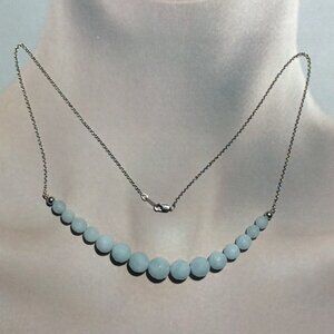 Faceted Blue Chalcedony Quartz with End Silver Chain